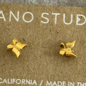 Butterfly Earrings Tiny Gold Studs Sonoma California Made In USA